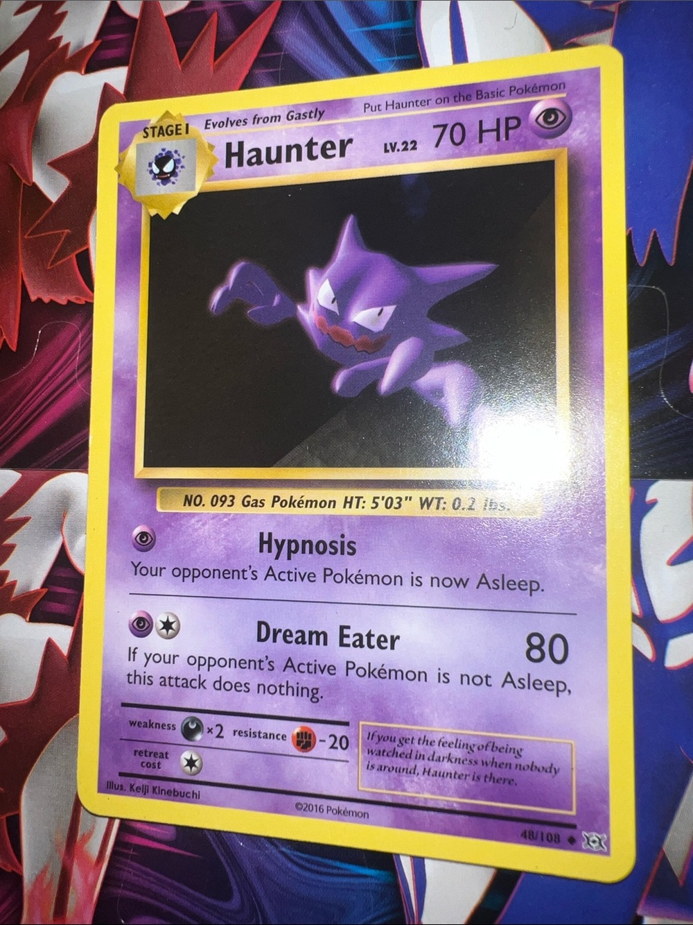 Pokemon Haunter Card - Purple Artwork with Yellow Border